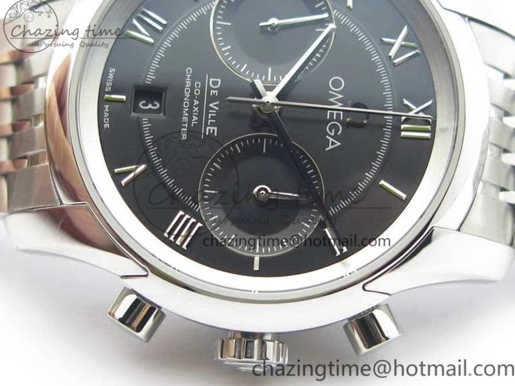 0402 De Ville Chronograph SS OMF 1:1 Best Edition Black Dial On SS Bracelet A Attractive 8150